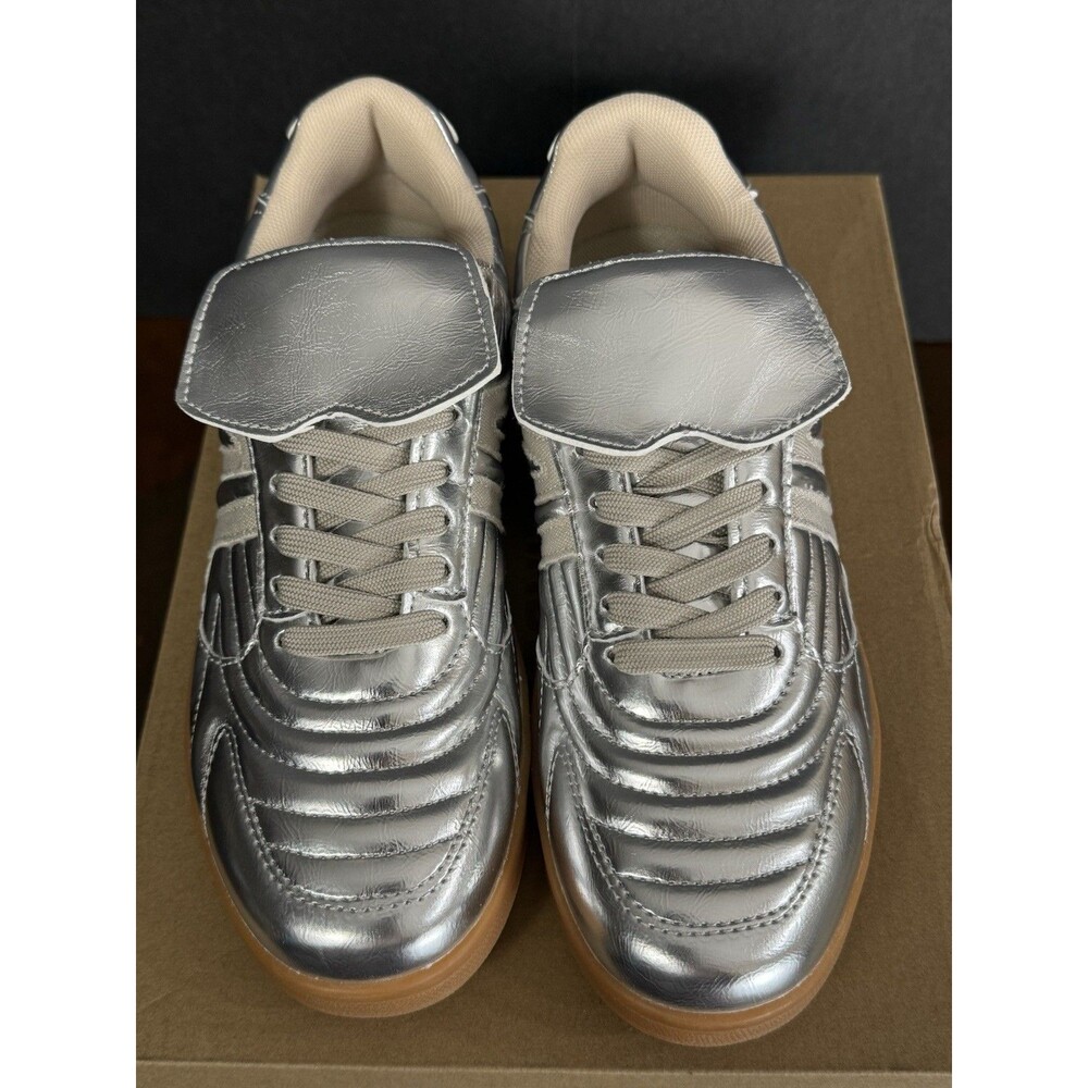 Streatwear Edgy Steve Madden Women Madrid Silver Sneaker Size 6.5 Bujee Glam - Picture 3 of 13